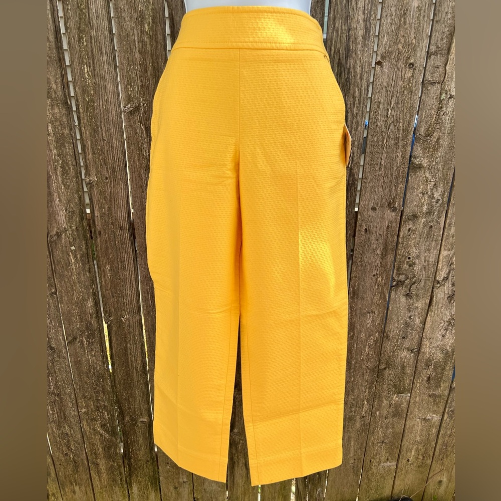 Como Sport Bright Yellow High-Waisted Cigarette Pants Sz4